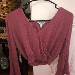 arizona jean pink long sleeve v neck top